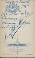 1903 Langsfeld Mór (Kaposvár): Magassy Rudolf jegyző, 1848-as honvéd főhadnagy portréja,  keményhátú...
