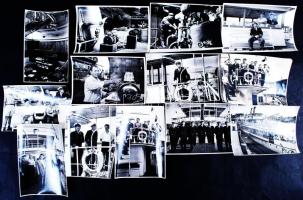 cca 1960-1970 Tiszavölgyi József: Képek a Dunán szolgálatot teljesítő Felszabadulás hajó legénységéről, felszereléséről, 13 db fotó, 12x17 cm