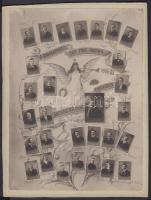 1907 A Rimaszombati Egy. Prot. Főgimnáziumában 1907-ben érettségizett ifjak tablóképe, szép háttérra...