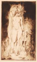 Prihoda István (1891-1956): Varázslólány. Rézkarc, papír, jelzett, 28×17 cm