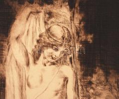 Prihoda István (1891-1956): Varázslólány. Rézkarc, papír, jelzett, 28×17 cm