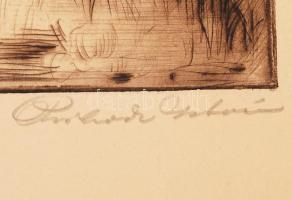 Prihoda István (1891-1956): Varázslólány. Rézkarc, papír, jelzett, 28×17 cm