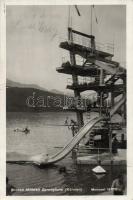 Millstatt am See, diving tower, water slides, swimmers (Rb)