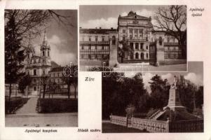 Zirc, Apátsági épület, Hősök szobra, Apátsági templom (EK)