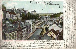 Karlovy Vary, Karlsbad; Mühlbrunnen promenade, Salvator's hotel, published by Leopold Weil (fa)