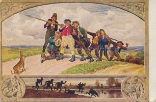 19 darabos használatlan képeslap sorozat, régi grafikai meselapok / series of 19 unused fairy tale art postcards