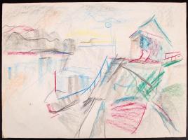 Olvashatatlan jelzéssel: Piros fejkendős asszony. Olaj, karton, szakadt, 47,5×33 cm