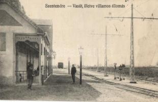 Szentendre, Vasút-, illetve villamosállomás; Özv. Goldstein Mórné papírkereskedés kiadása