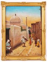 Ernszk jelzéssel: Arab utca. Olaj, farost, keretben, 40×30 cm