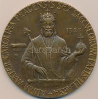 Csehszlovákia 1948. "600 éves a Károly Egyetem" Br emlékplakett (80mm) szign.: Spaniel T:2 Czechoslovakia 1948. "600th Anniversary of Charles University" Br plaque (80mm) sign: Spaniel C:XF