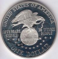 Amerikai Egyesült Államok 1991. 1$ Ag 50. évforduló - USO T:PP USA 1991. 1 Dollar Ag USO 50th Anniversary T:PP