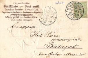 Romantic floral Emb. litho greeting card