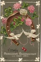 New Year, floral Emb. litho