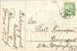 New Year, floral Emb. litho