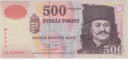 1998. 500Ft "MINTA" felülbélyegzéssel "EA 0000041" T:I