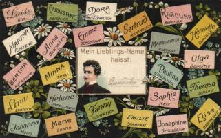 'Lieblings-Name' Emb. romantic litho postcard
