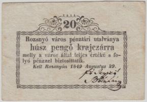 Rozsnyó 1849. 20Kr T:III
