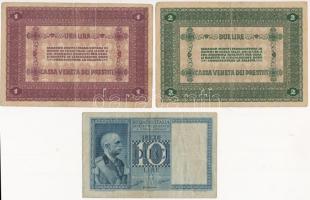 Olaszország/Velence/osztrák-magyar megszállás 1918. 1L + 2L + Olaszország 1935. 10L T:III
Italy/Veni...