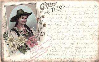 1899 Tirol, folklore, floral litho