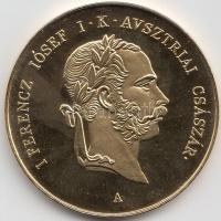 1867. "I. Ferenc József" koronázási emlékérem U.P. jelzésű aranyozott fém utánverete (47.5...