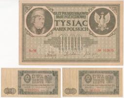 Lengyelország 1919. 1000M + 1948. 2Zl (2x) T:II-,III Poland 1919. 1000 Marek + 1948. 2 Zlote (2x) C:VF,F Krause 22.b, 134.