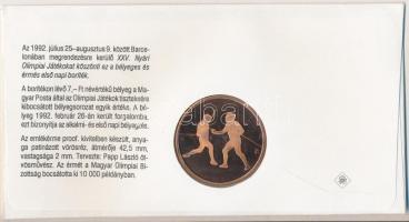 1992. "Barcelona-magyar csapat" emlékérem bélyeges borítékon, elsőnapi bélyegzéssel T:PP