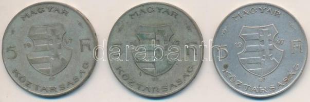 1947. 5Ft Ag "Kossuth" (3x) T:2-,3
Adamo F8.1