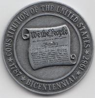 Amerikai Egyesült Államok 1987. "200 éves az Egyesült Államok alkotmánya" fém emlékérem (3...
