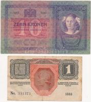 1904. 10K + 1916. 1K mindkettő K.u.k. Montenegrói bélyeggel és pecsételéssel T:II- kis szakadás,III
...