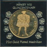 Nagy-Britannia 1991. "VIII. Henrik születésének 500. évfordulója" aranyozott fém emlékérem (37mm) díszkiadásban T:PP Great Britain 1991. "Henry VIII Quincentenary" gold plated metal medal (37mm) in souvenir packing C:PP