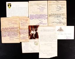 Cca 1940 Veres Izabella (1884-1968) festőművész okmányai, iratai, fotói, összesen:10 db