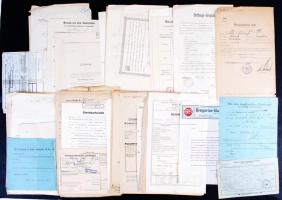 1866-1956 Főként német nyelvű okmányok, megrendelőlap, számla, fizetési megbízás, anyakönyvi kivonatok, meghívók, stb.