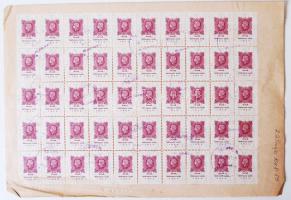 1945 Okmány 50x20P törvénykezési illetékbélyeggel