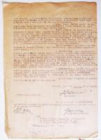 1945 Okmány 50x20P törvénykezési illetékbélyeggel