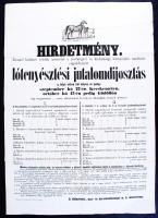 1875 Gödöllő, lótenyésztési jutalomdíjosztás hirdetmény 60x80 cm