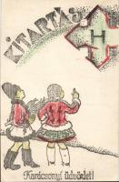 A Nyilaskeresztes Párt karácsonyi üdvözlőlapja  / Hungarian Arrow Cross Party Christmas card, propaganda (EK)