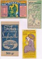 1920-1930 4 db számolócédula (Sankt Lukasbad Aktiengesellschaft, Hévvel a szabadba, Fóka hamuzsíros lúgkőpótló, Fehér Dezső Megváltó Gyógyszertára)
