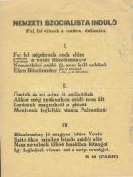 cca 1940 Nemzeti Szocialista Induló röplap