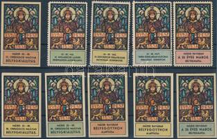 1938 III. Országos Magyar Bélyegkiállítás Budapest, 10 db levélzáró