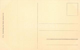 Karlovy Vary, Karlsbad; Bahnhofstrasse, Blick nach Fischern; Kunstverlag Max Eberl / street with tra...