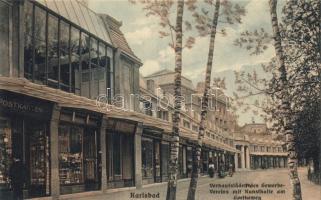 Karlovy Vary, Karlsbad; Goetheweg, Verkaufsläden des Gewerbevereins, Kunsthalle; Kunstverlag Max Eberl / Goethe street with photographer's shop
