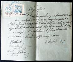 1893 Nyugta 12kr okmánybélyeg tévnyomatával + 1k okmánybélyeggel