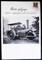cca 1900 Közúti gőzhenger reklámnyomtatvány illetékbélyeggel