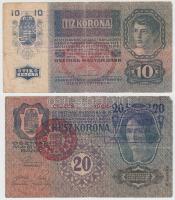 1902. 1000K + 1912. 100K piros "Deutschösterreich" felülbélyegzéssel + 1913. 20K piros "Magyarország" felülbélyegzéssel + 1915. 10K mindegyik "Felülbélyegzés 1919.jún. 7. Muraszombat Jegyzői Hivatala" lila bélyegzővel T:III,III-,IV Adamo K35Be, K28B,Be, K18B,Be, K11Be