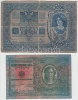 1902. 1000K + 1912. 100K piros "Deutschösterreich" felülbélyegzéssel + 1913. 20K piros &qu...