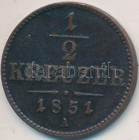 Ausztria 1851A 1/2Kr Cu T:2
Austria 1851A 1/2 Kreuzer Cu C:XF
Krause KM#2181