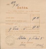 1887 Intés illeték megfizetése tárgyában