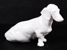 Herendi tacskó, fehér mázas, jelzett, hibátlan, 13×18 cm