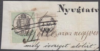 Okmánydarab 15 kr + 3 kr okmánybélyeggel