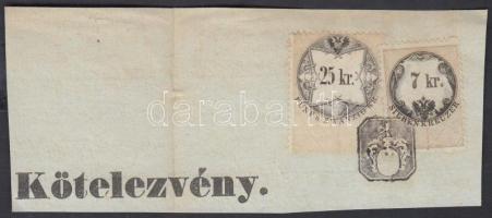 Okmánydarab 25 kr + 7 kr okmánybélyeggel